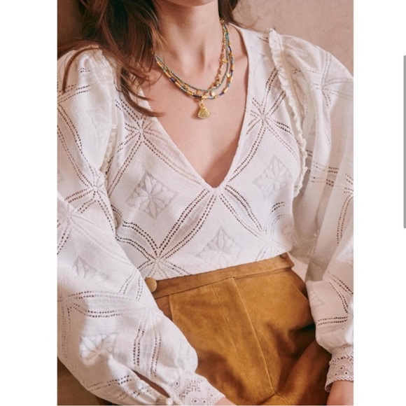 Sezane Lauren Blouse with Geometric Pattern - Picture 3 of 7